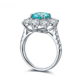 Bague en argent sterling 925 Paraiba créée par Etoilelier Lab, grenat d'aluminium et d'yttrium bleu